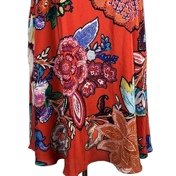 ANTHROPOLOGIE MAEVE LARKHILL SILK FLORAL PAISLEY SLEEVELESS SWING DRESS - Picture 7 of 14